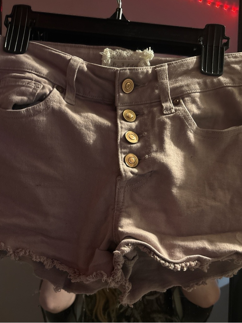Altar'd State Mauve High-Rise Button-Front Jean Shorts